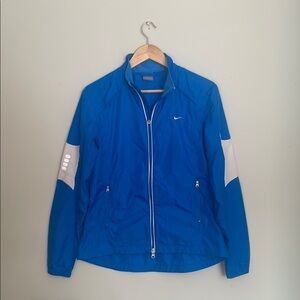 Nike Blue Windbreaker with Long Sleeves and Stand-Up Collar